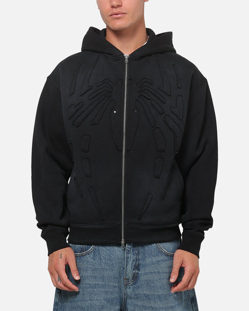 73Studio 73Studio Marvel Spider-Man Battle Torn Zip Hoodie Washed Black