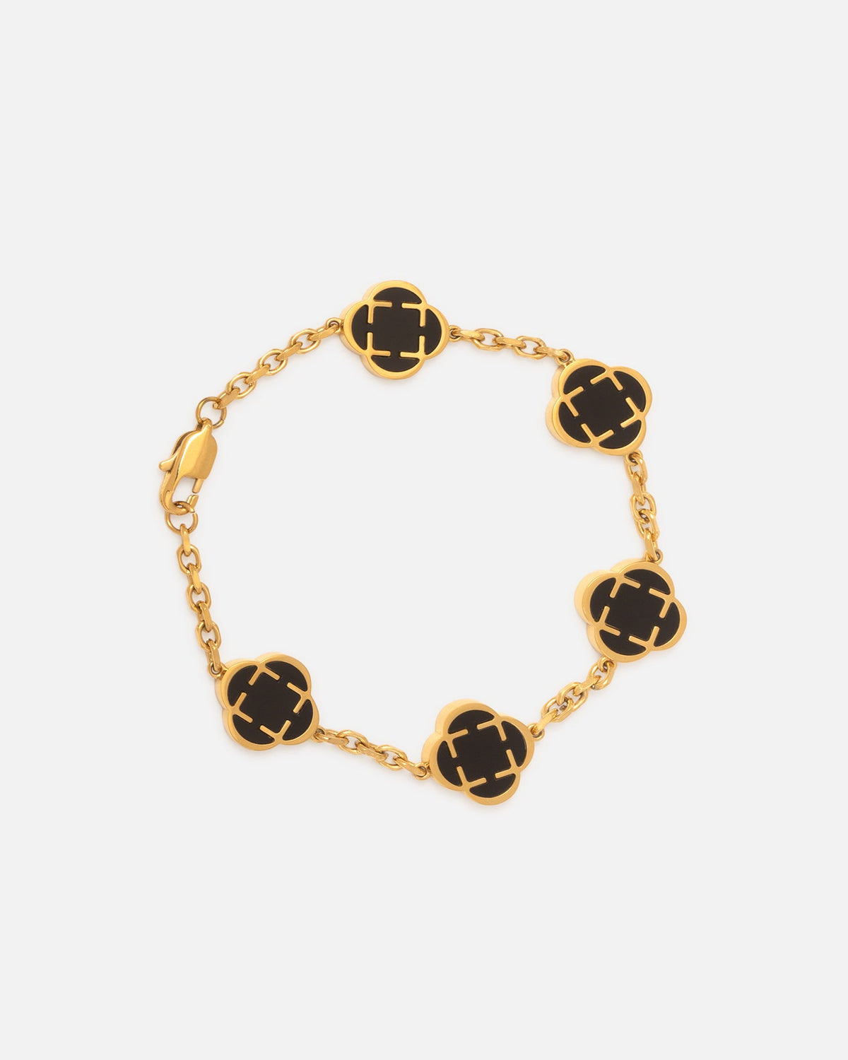 SAINT MORTA Original Saint Morta Onyx Clover Bracelet Gold
