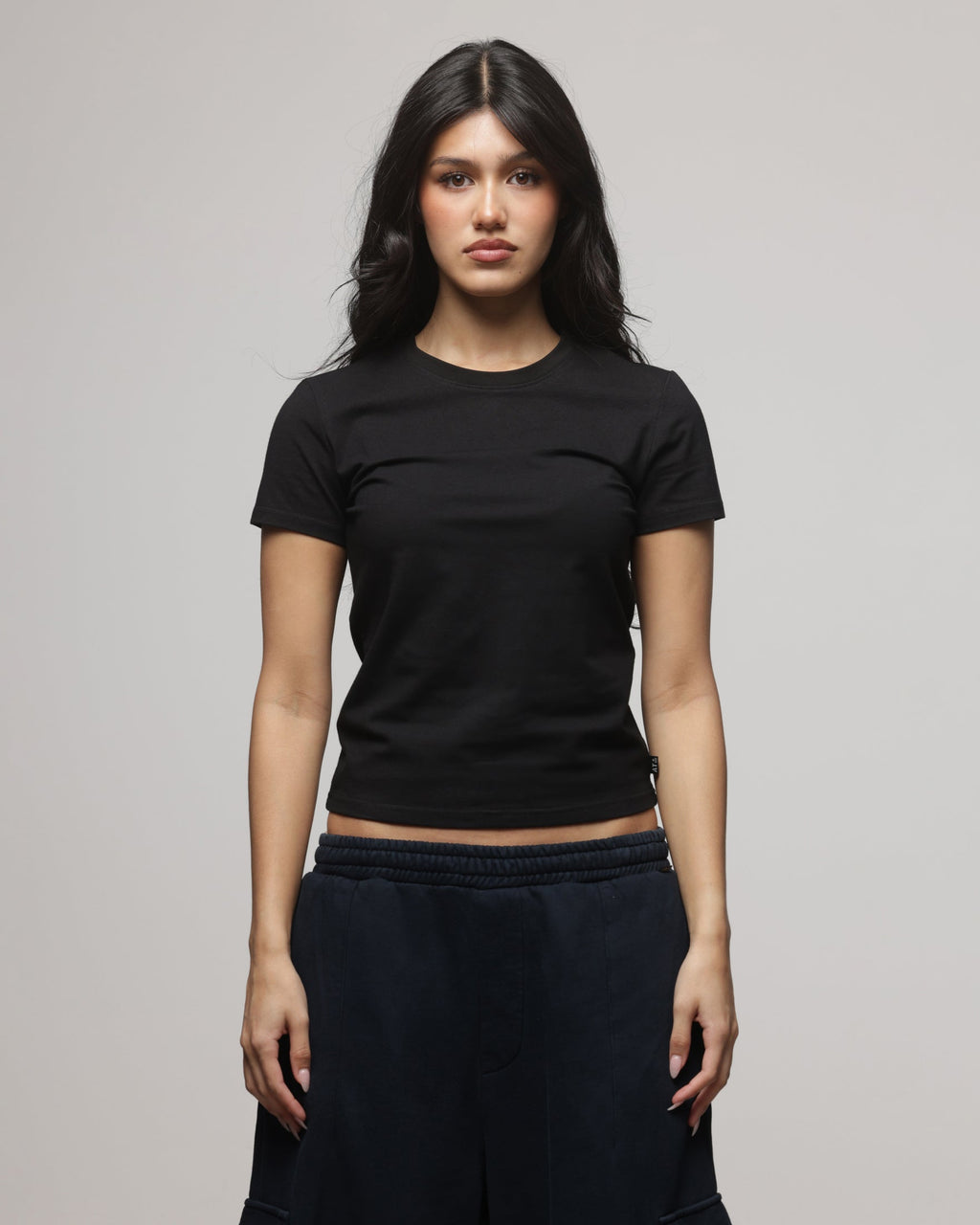 AMERICAN THRIFT American Thrift Women's Shrunken T-Shirt Black
