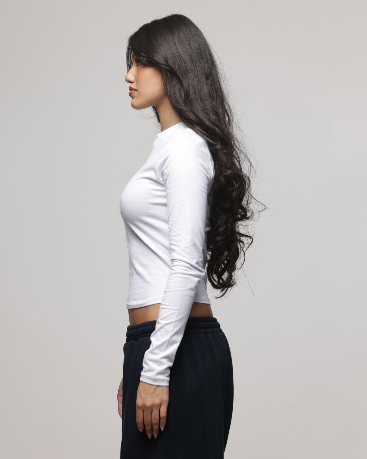 AMERICAN THRIFT American Thrift Women's Fitted Long Sleeve T-Shirt White