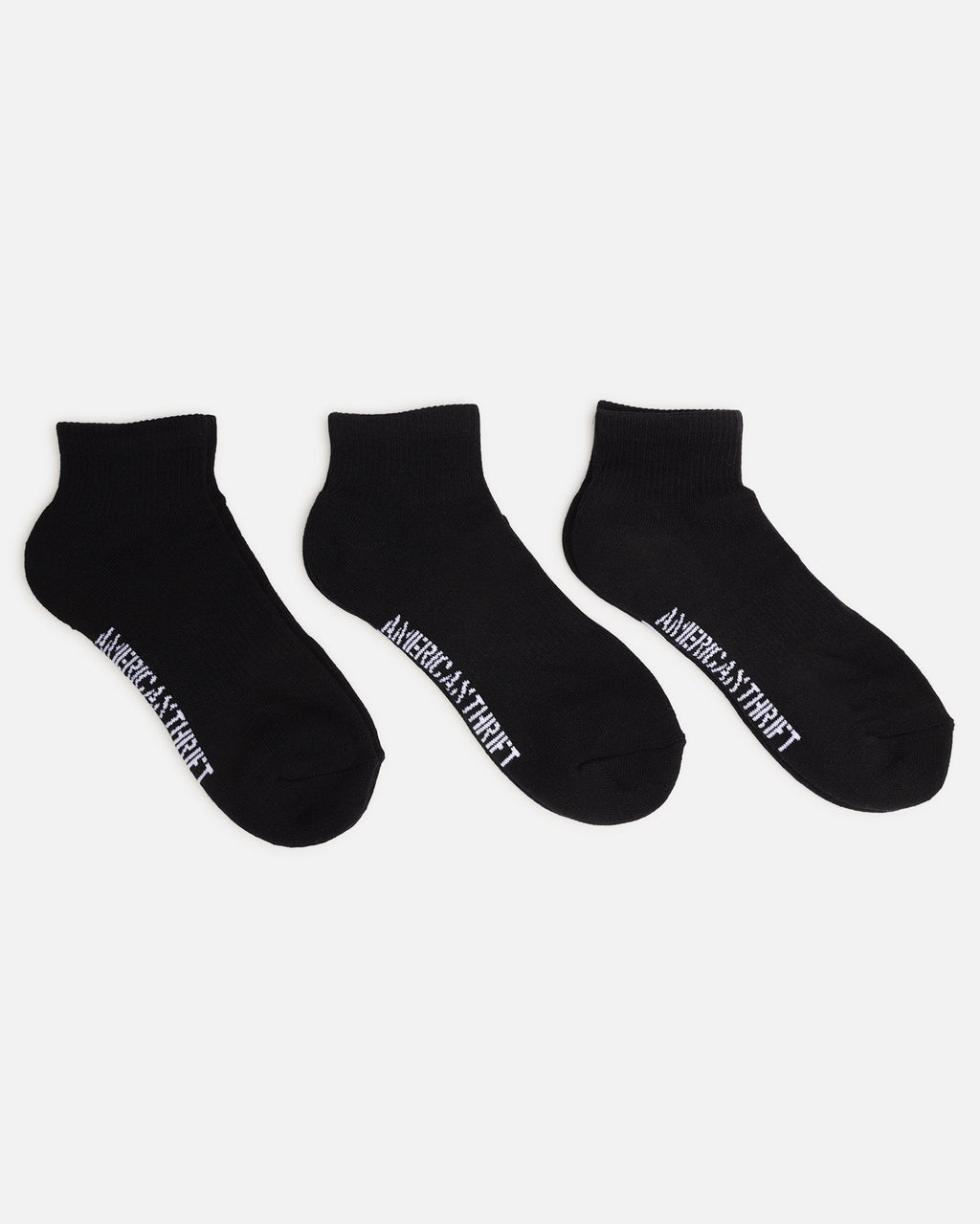 AMERICAN THRIFT American Thrift Classic Ankle Socks 3 Pack Black
