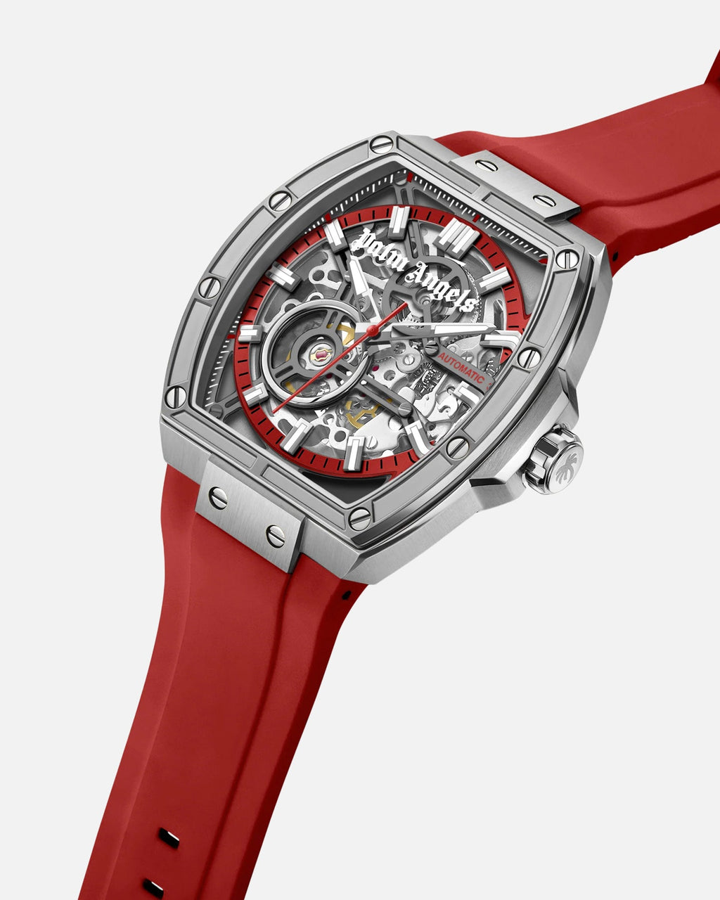 Palm Angels Official Palm Angeles Pulse Watch Red/Silver