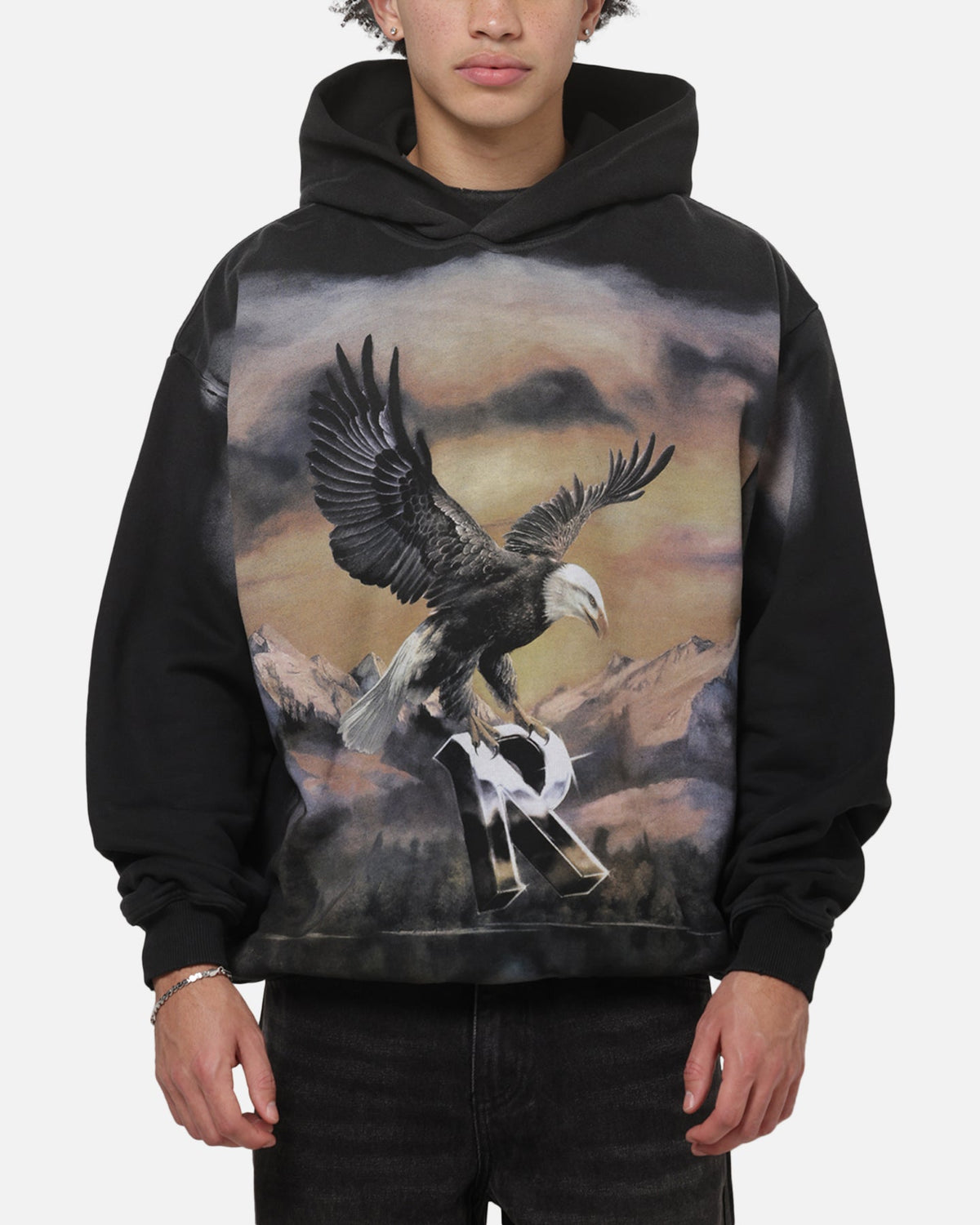 REPRESENT Premium Represent Chrome Flight Hoodie Stained Black