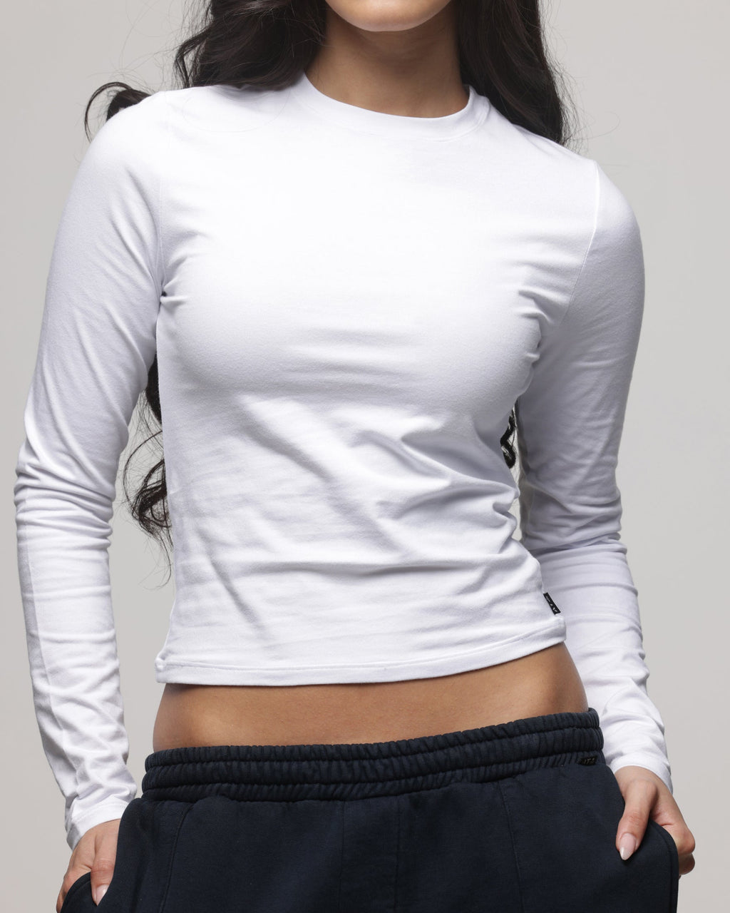 AMERICAN THRIFT American Thrift Women's Fitted Long Sleeve T-Shirt White