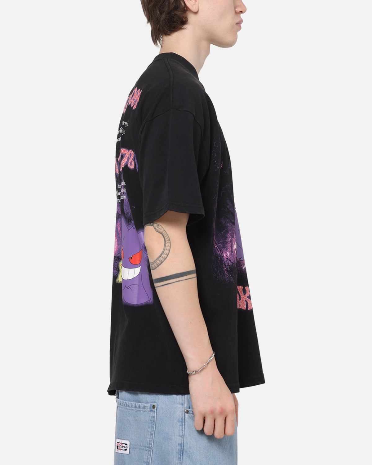 73Studio The Pokémon Collection By 73Studio Gengar Mimikyu T-Shirt Black Acidwash
