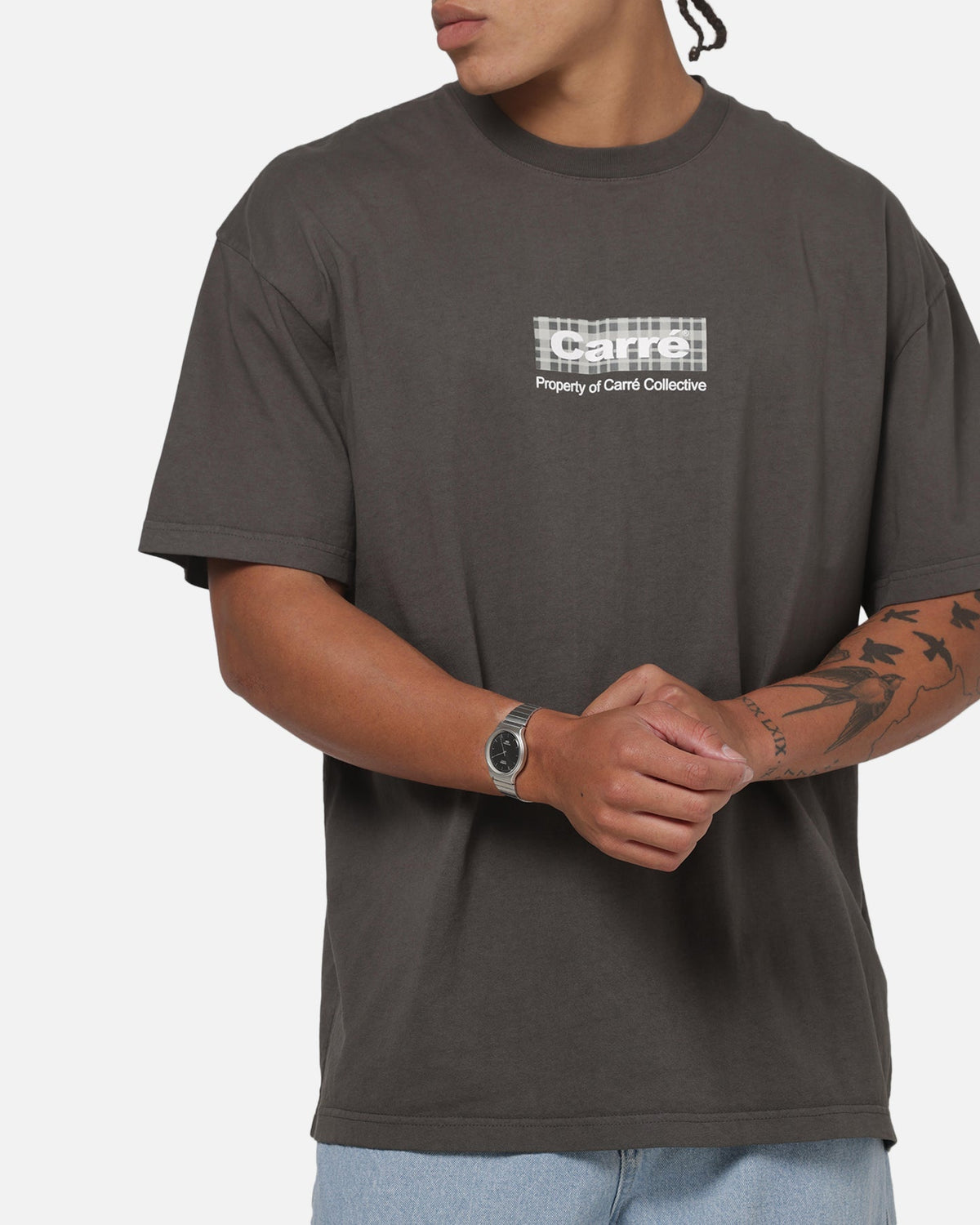 CARRE Carre Box Check T-Shirt Charcoal