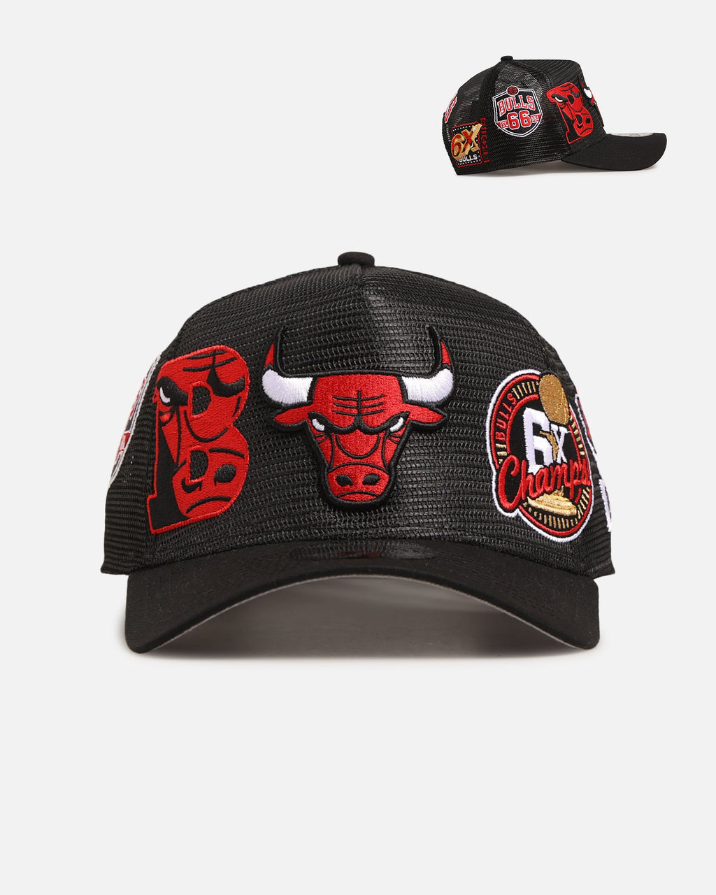 New Era Original New Era Chicago Bulls 'Mesh Crown All Over Logos' 9FORTY A-Frame Snapback Official Team Colour