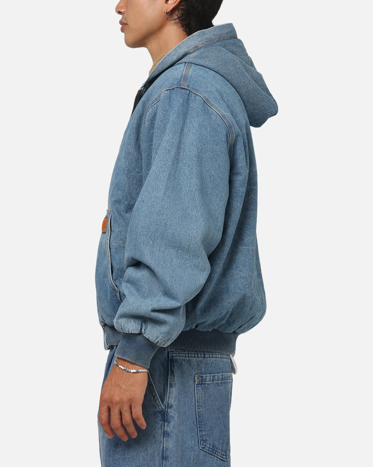 CARRE Carre Sherpa Lined Zip Hoodie Mid Blue Denim