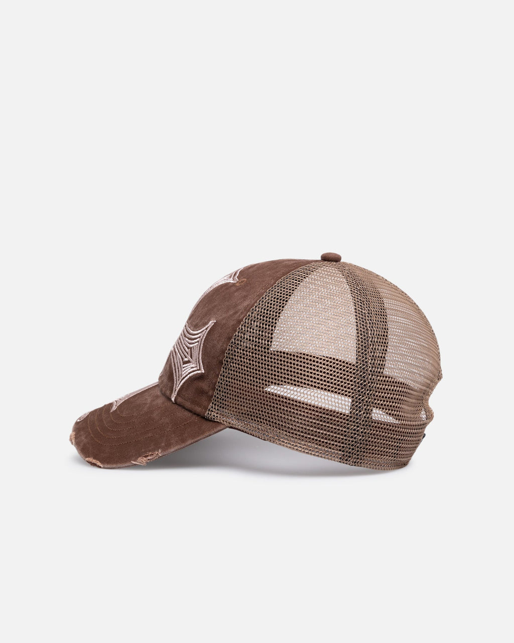 VON DUTCH Original Von Dutch Worn Out Trucker Snapback Hat Washed Brown