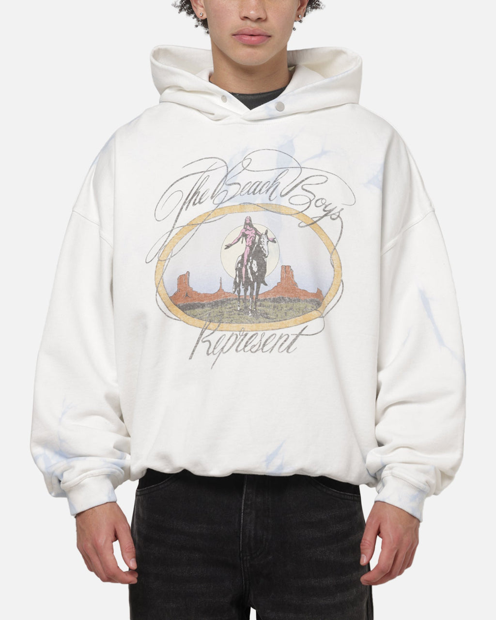 REPRESENT Original Represent Beach Boys Script Hoodie Blue Tie Dye