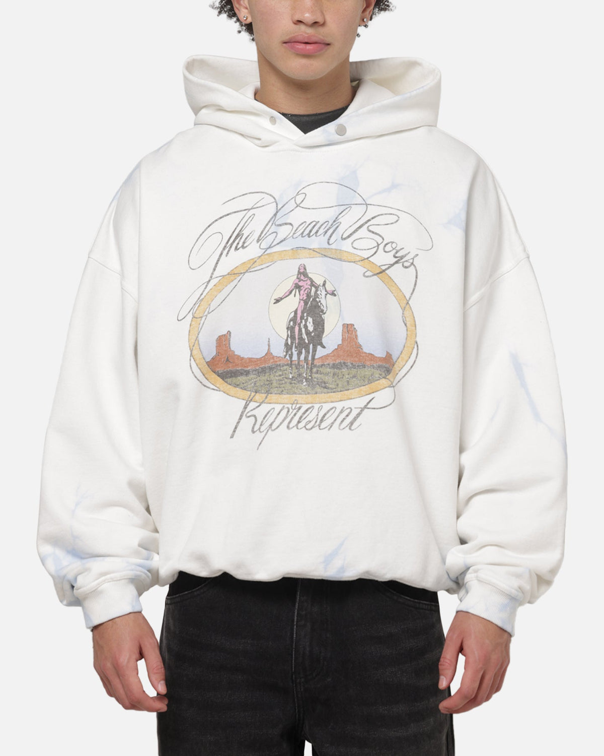 REPRESENT Original Represent Beach Boys Script Hoodie Blue Tie Dye
