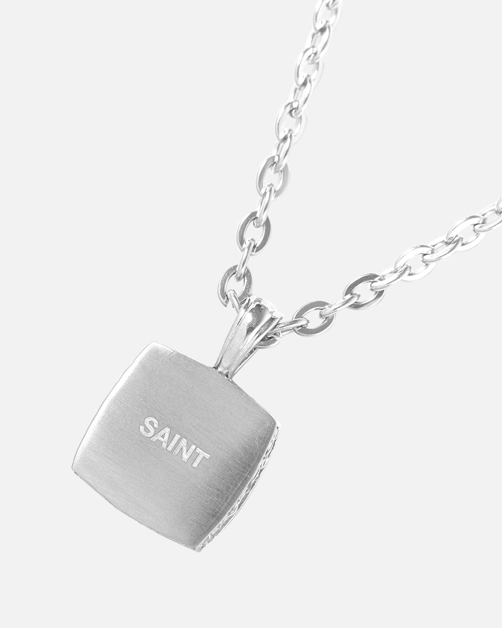 SAINT MORTA Classic Saint Morta Malachite Pendant Chain White Gold