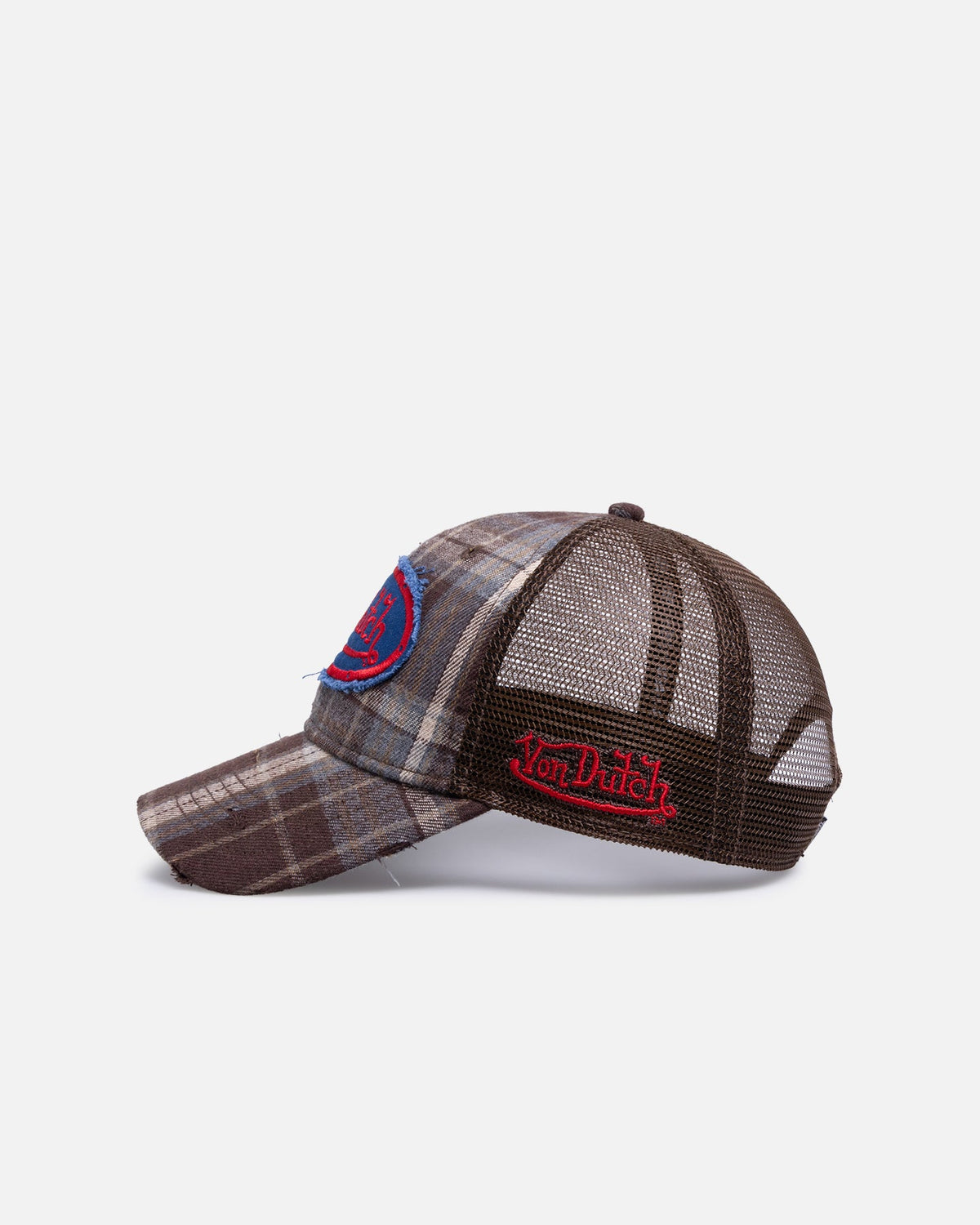 VON DUTCH Von Dutch Gingham Trucker Snapback Brown