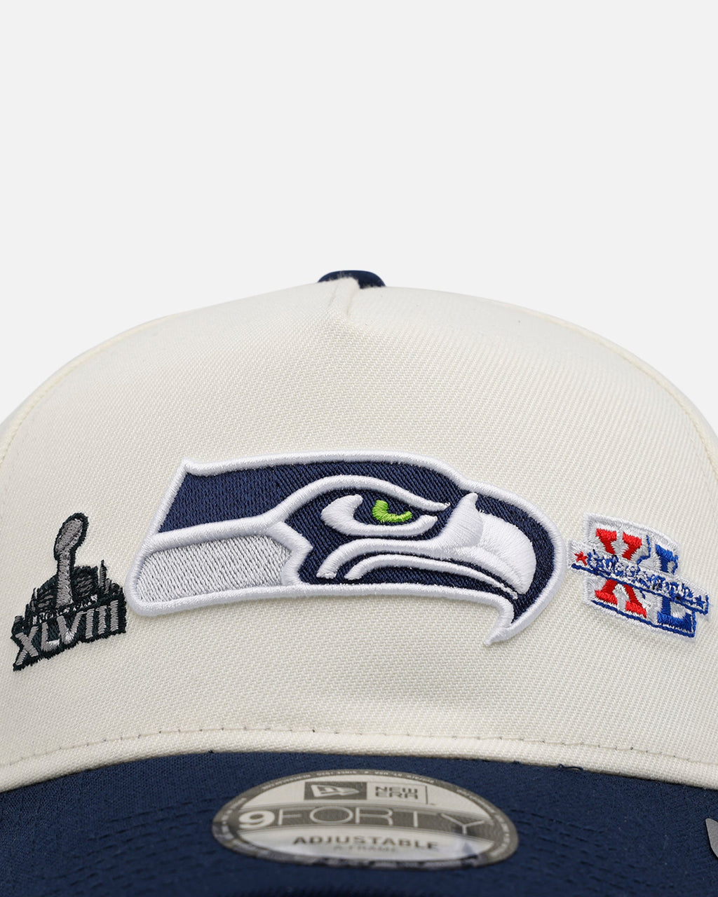 New Era New Era Seattle Seahawks 'Super Bowl Logos' 9FORTY A-Frame Snapback Chrome