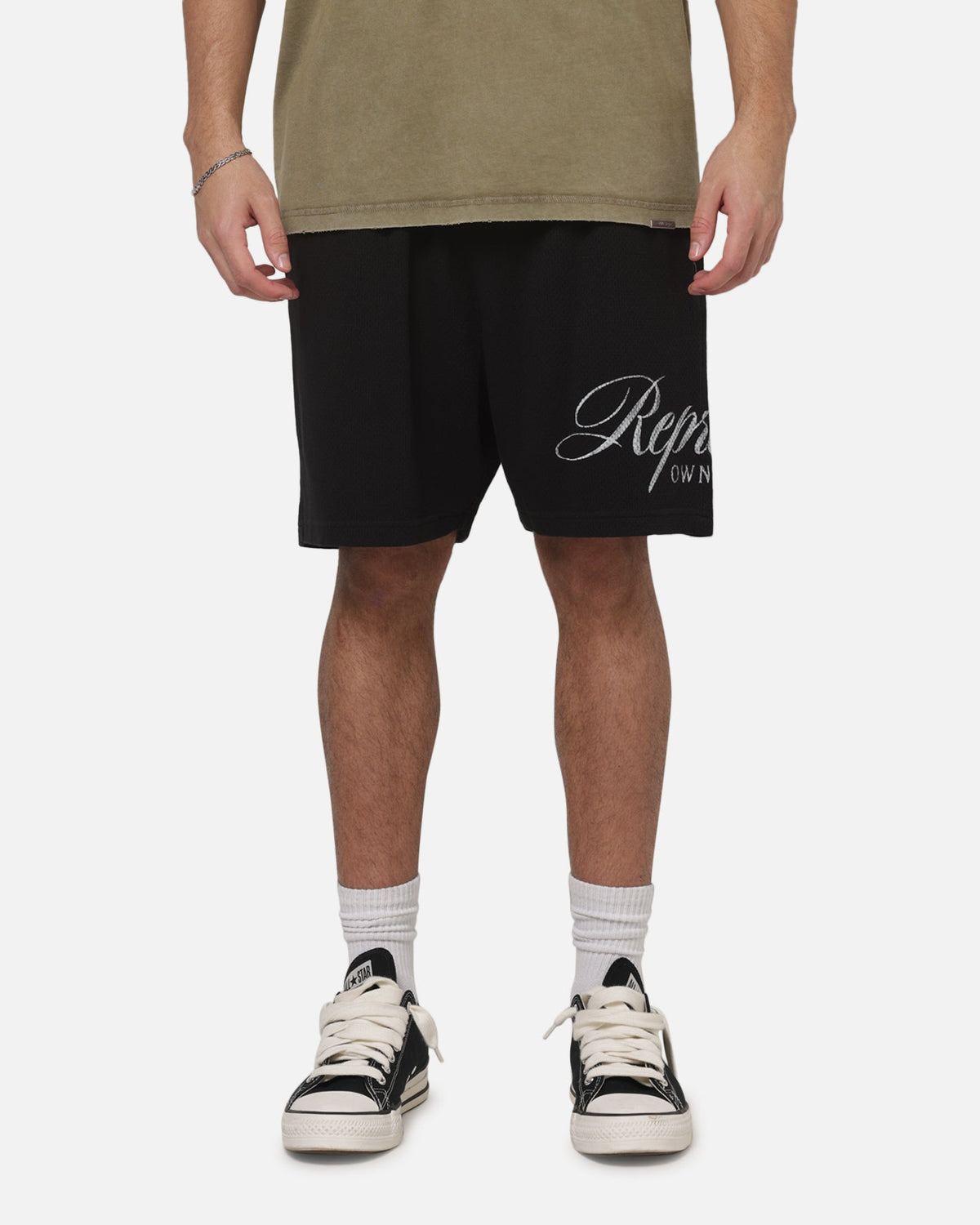 REPRESENT Represent Owners Club Script Mesh Shorts Black