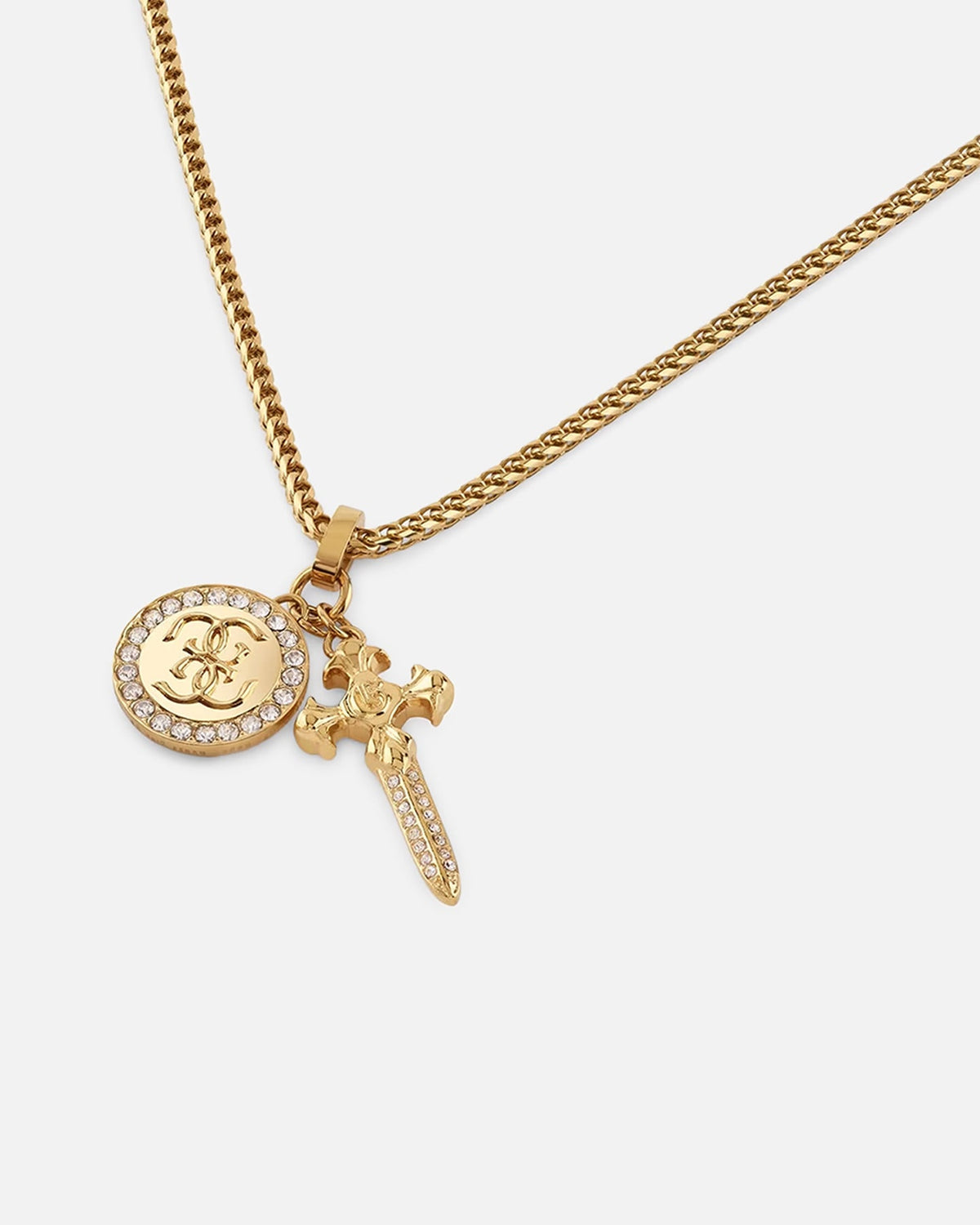 GUESS MAINLINE Authentic Guess Mainline Rebel Knight 26" 4G Coin And Dagger Necklace Gold