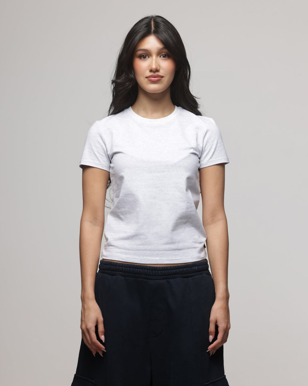 AMERICAN THRIFT American Thrift Women's Shrunken T-Shirt Grey Heather