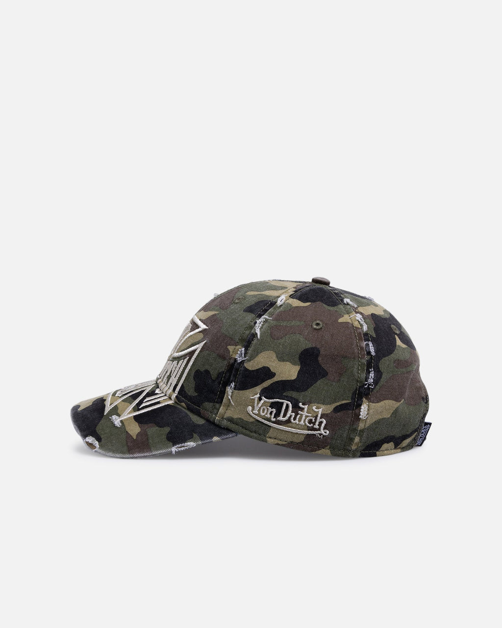 VON DUTCH Classic Von Dutch Cross Distressed Strapback Cap Camo