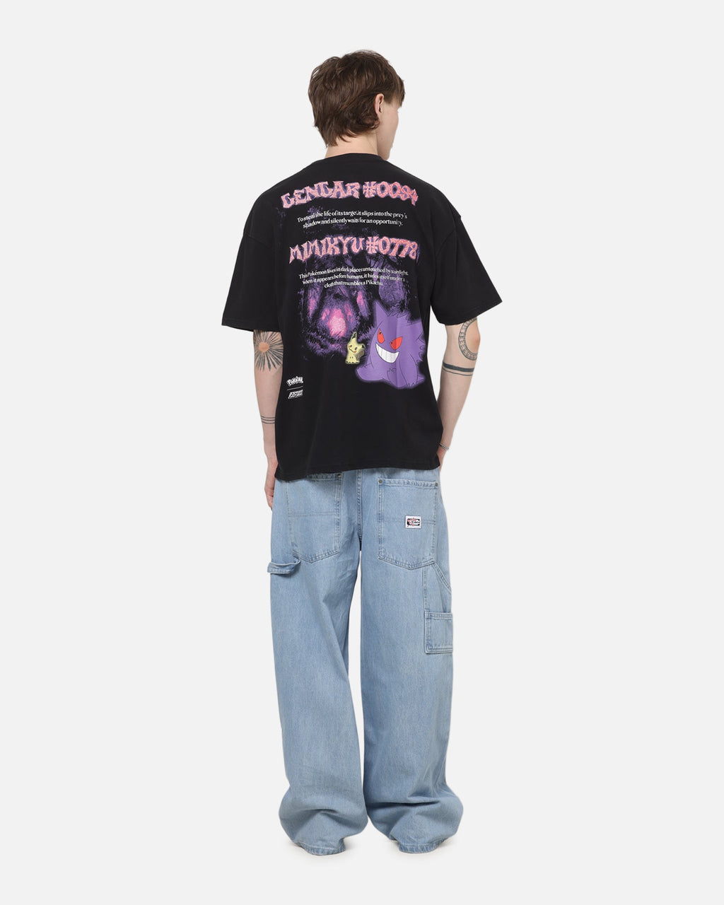 73Studio The Pokémon Collection By 73Studio Gengar Mimikyu T-Shirt Black Acidwash