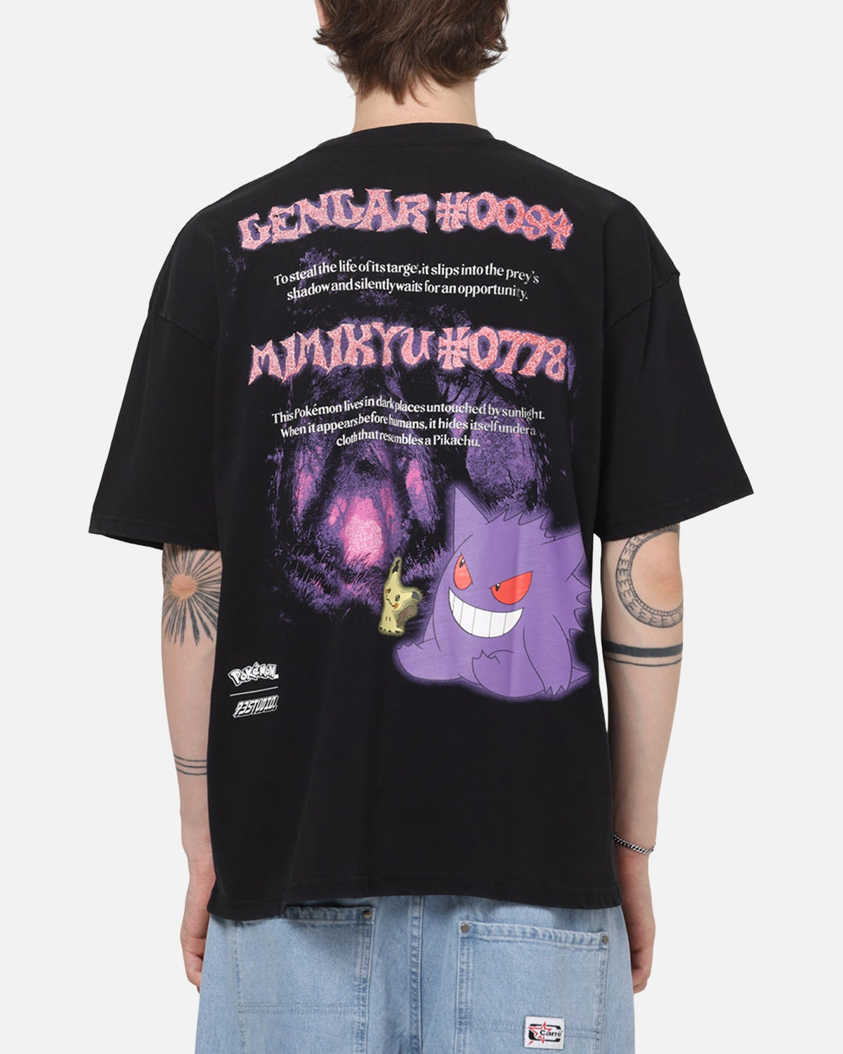 73Studio The Pokémon Collection By 73Studio Gengar Mimikyu T-Shirt Black Acidwash