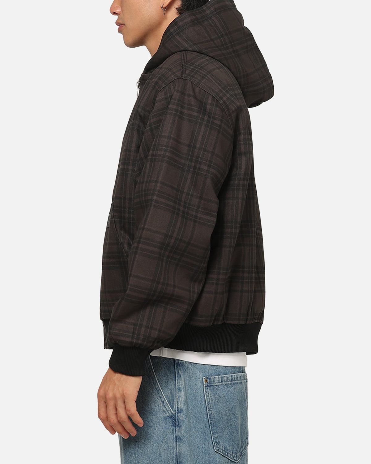 CARRE Carre Sherpa Lined Zip Hoodie Black Plaid