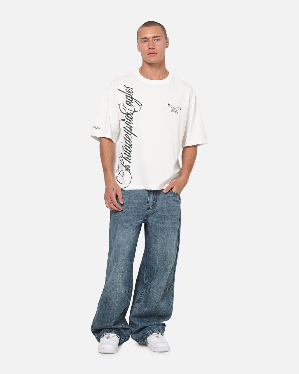 MITCHELL & NESS Mitchell & Ness Philadelphia Eagles Star Script Boxy T-Shirt Vintage White