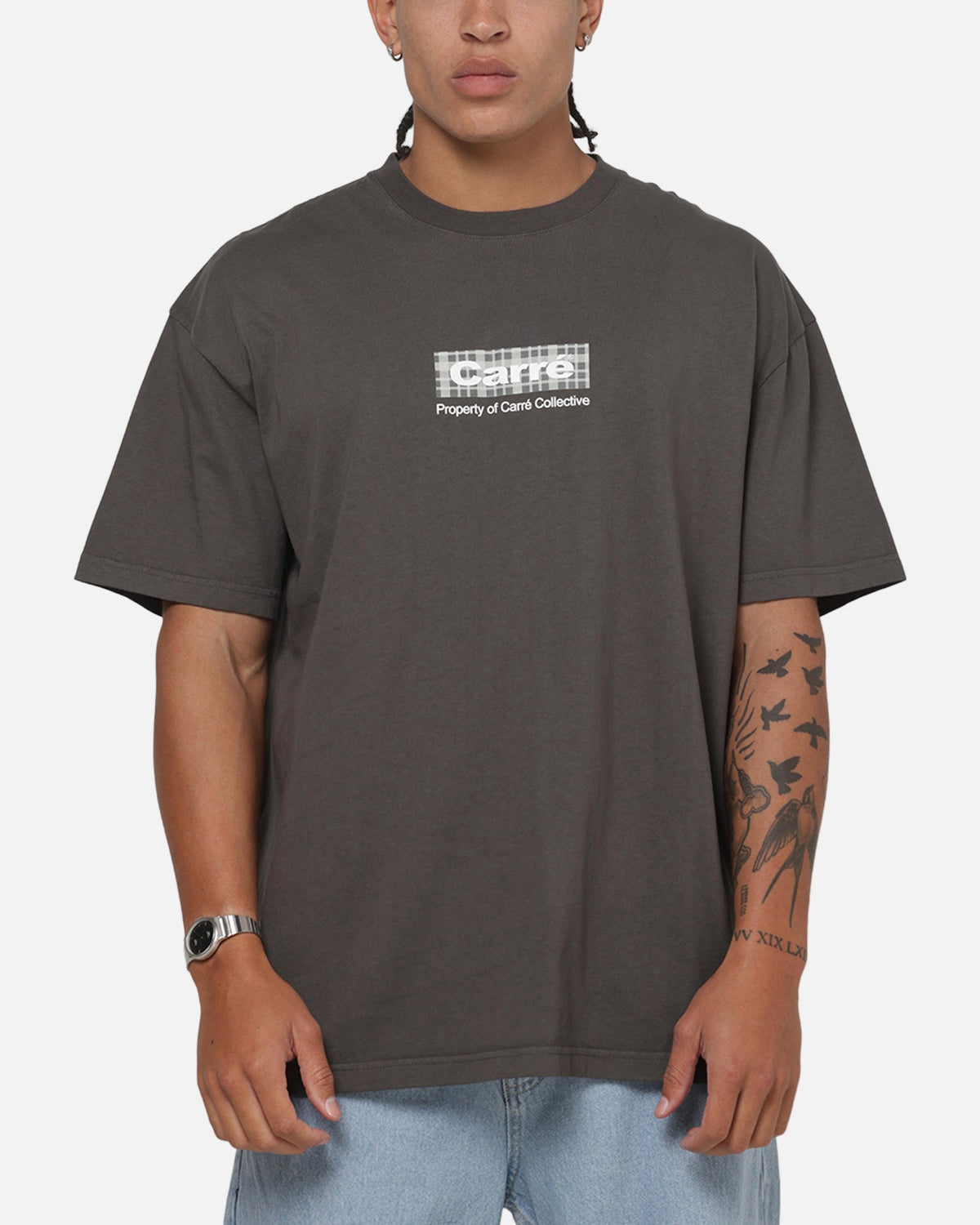 CARRE Carre Box Check T-Shirt Charcoal