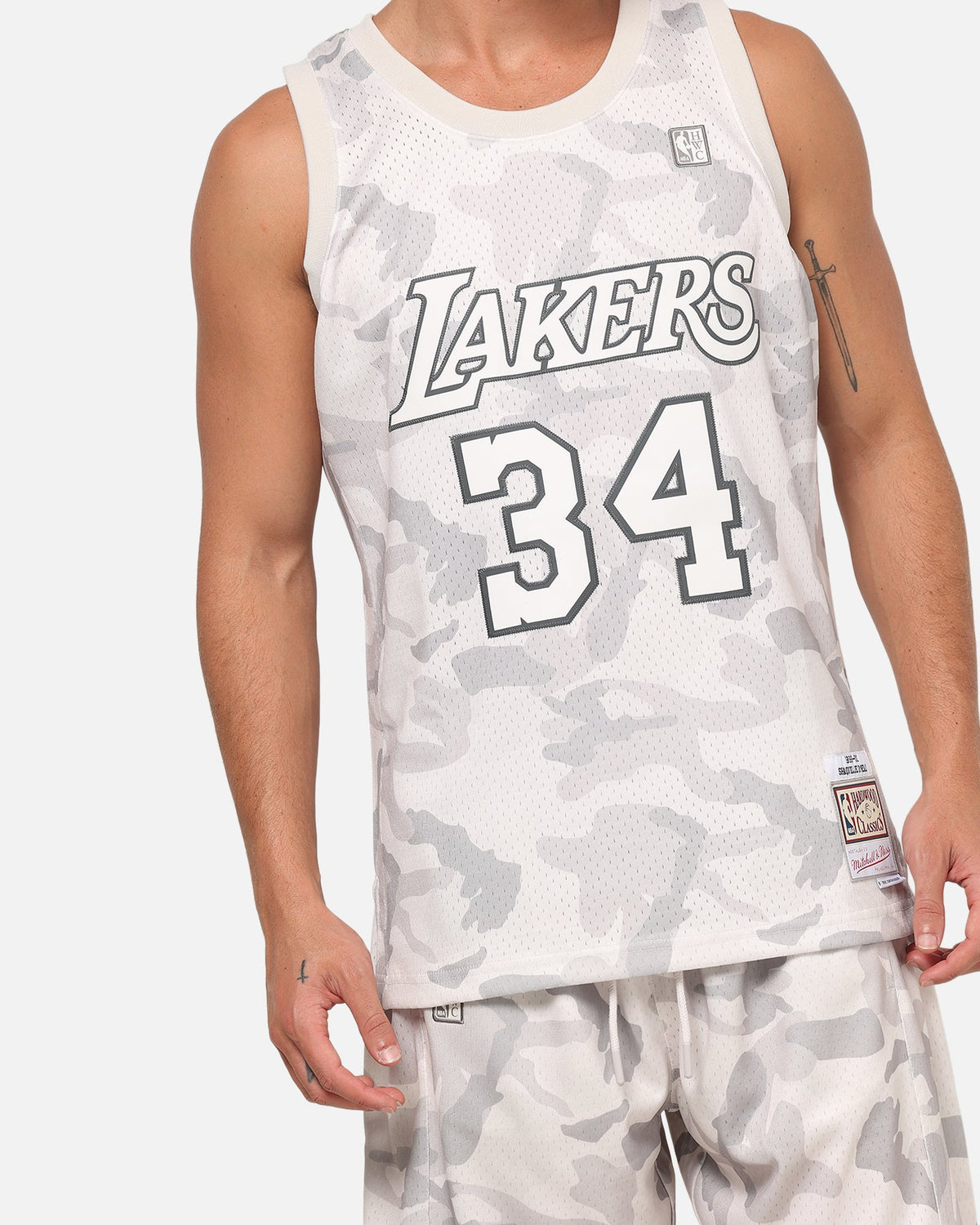 MITCHELL & NESS Mitchell & Ness Los Angeles Lakers Shaquille O'Neal #34 Snow Camo Energy Swingman Jersey Vintage White