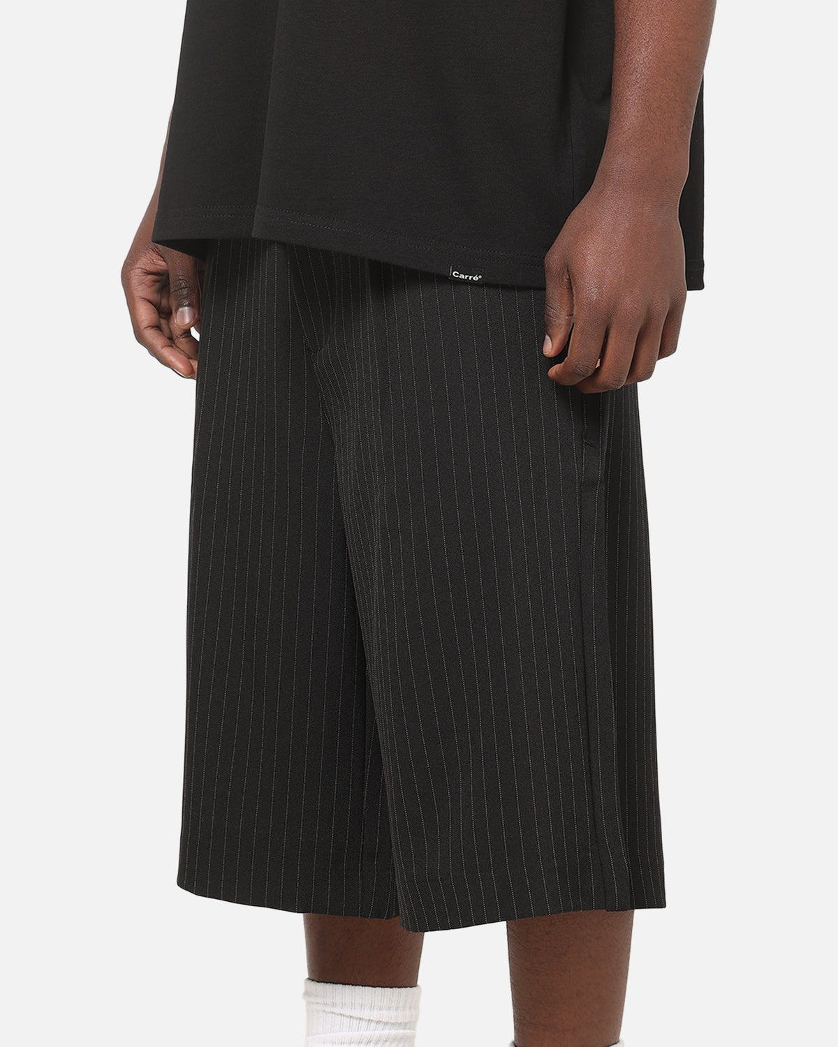 CARRE Carre Heritage Pleated Shorts Black Pinstripe