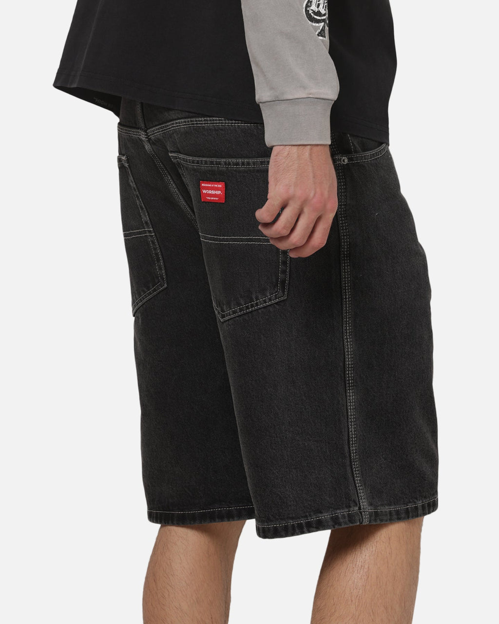WORSHIP Worship Scripted Big Dawg Jean Shorts Used Black