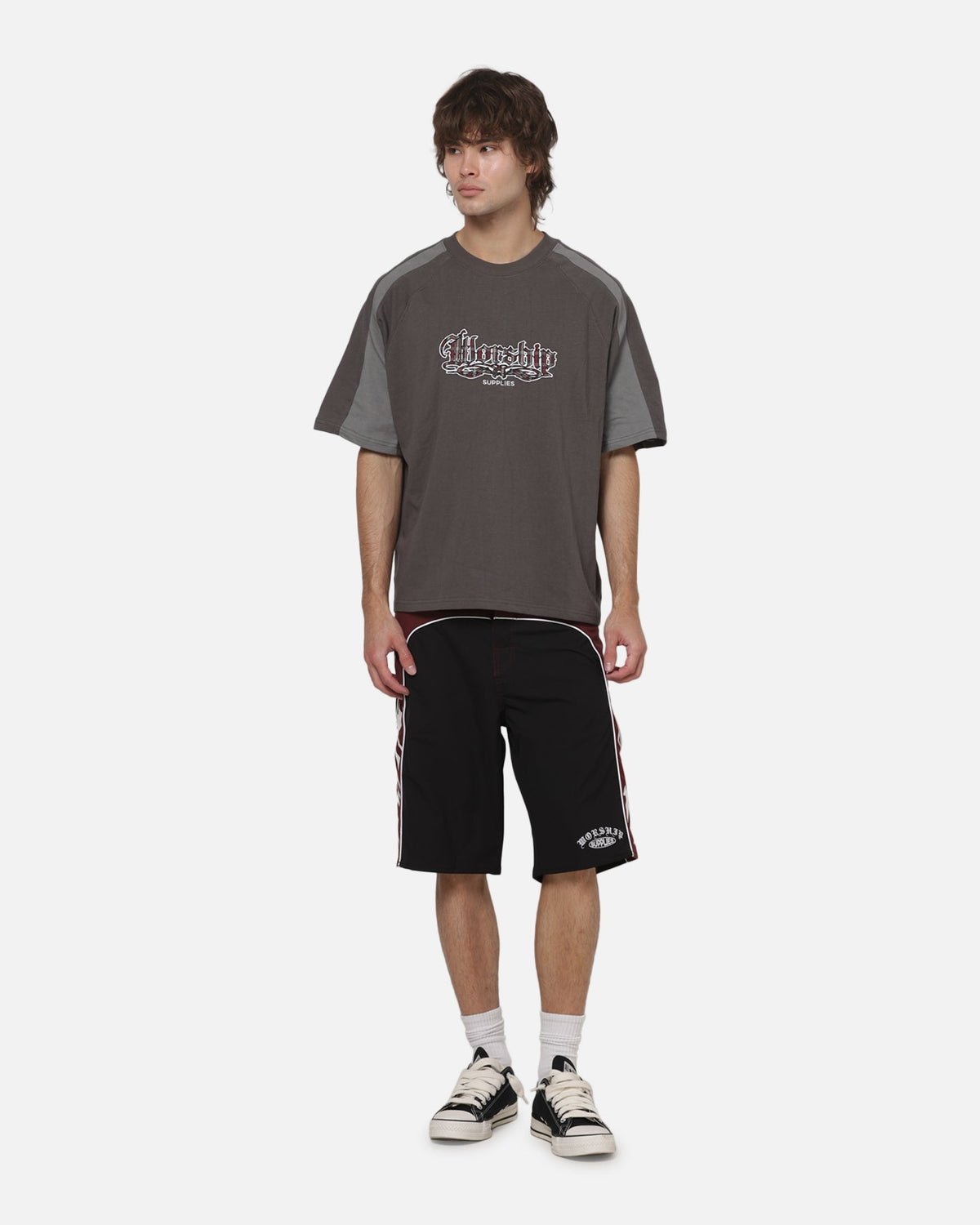 WORSHIP Authentic Worship Catharsis Box Crop Raglan T-Shirt Worn Black