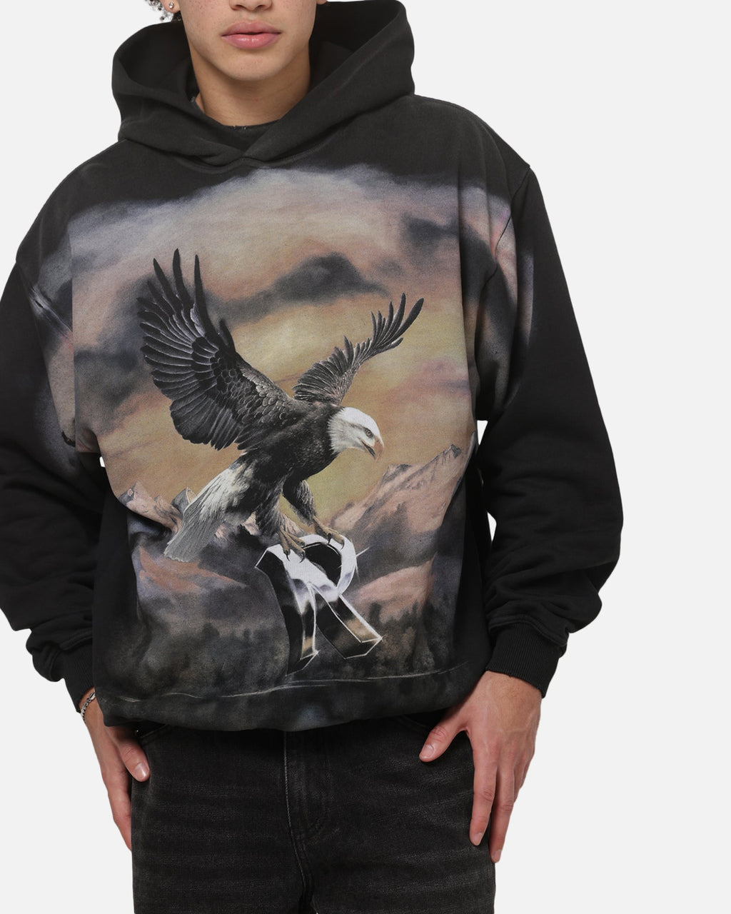 REPRESENT Premium Represent Chrome Flight Hoodie Stained Black