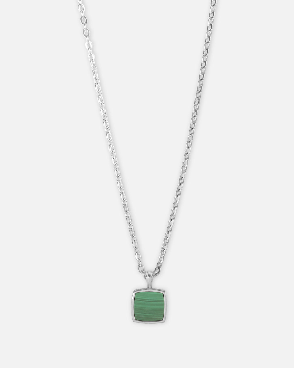 SAINT MORTA Classic Saint Morta Malachite Pendant Chain White Gold