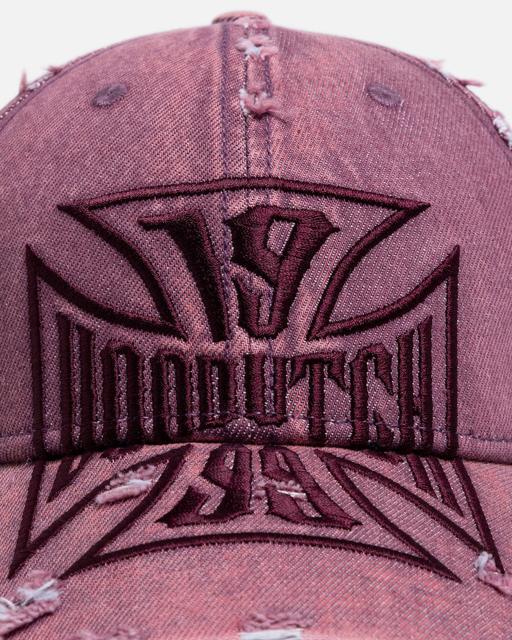 VON DUTCH Von Dutch Cross Distressed Strapback Cap Burgundy