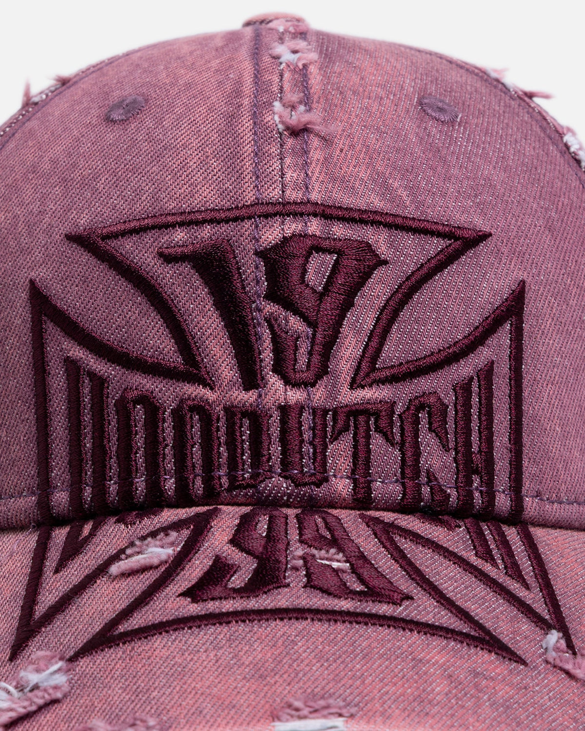 VON DUTCH Von Dutch Cross Distressed Strapback Cap Burgundy
