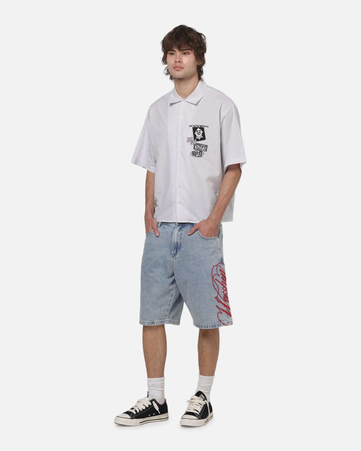 WORSHIP Worship Scripted Big Dawg Jean Shorts Worn Blue