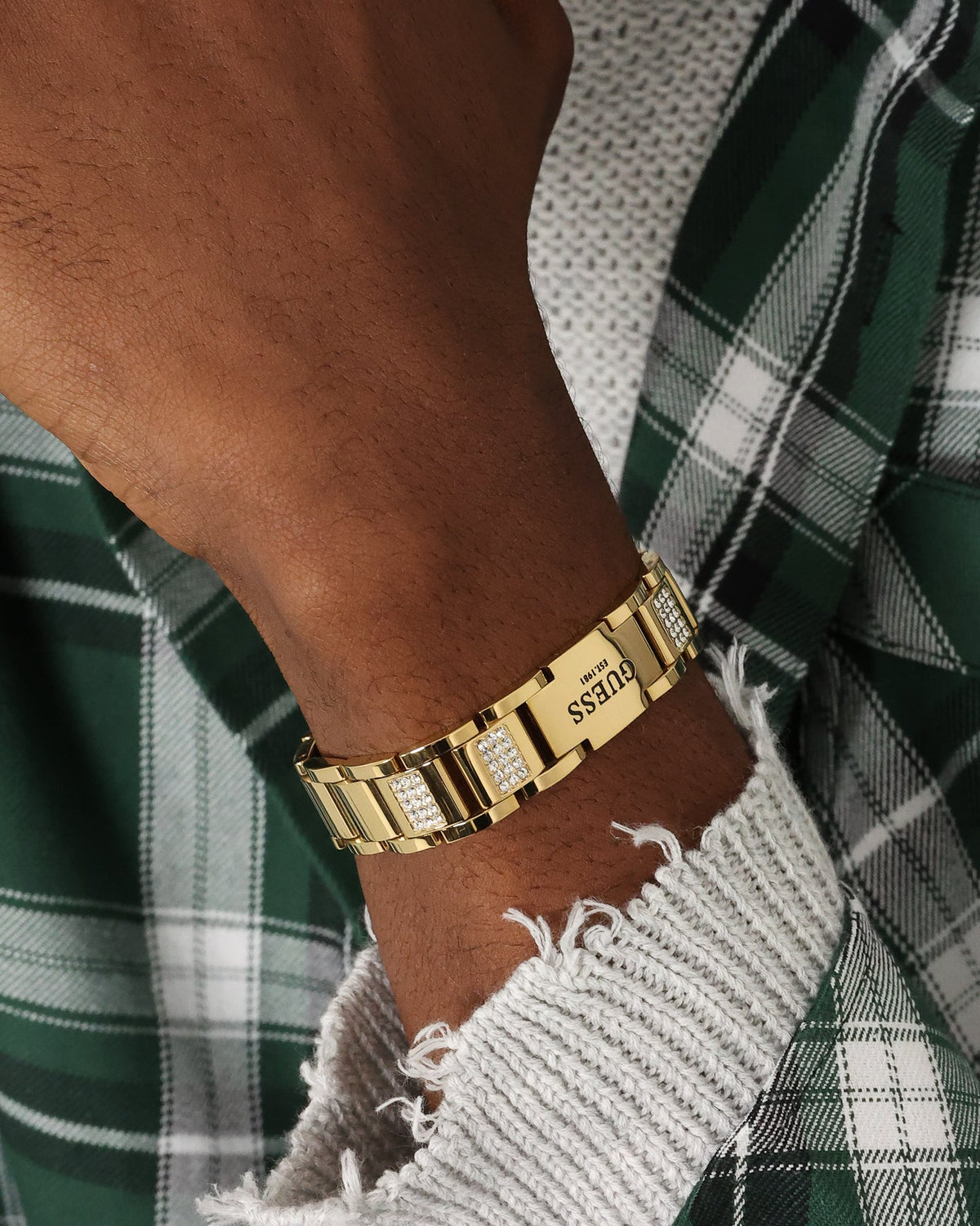 GUESS MAINLINE Guess Mainline 15mm Frontier Crystal Bracelet Gold
