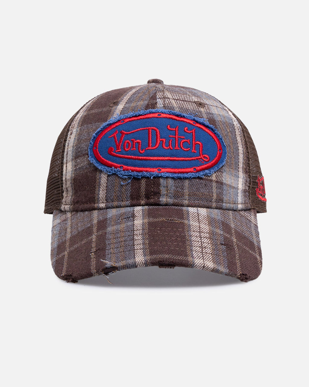 VON DUTCH Von Dutch Gingham Trucker Snapback Brown