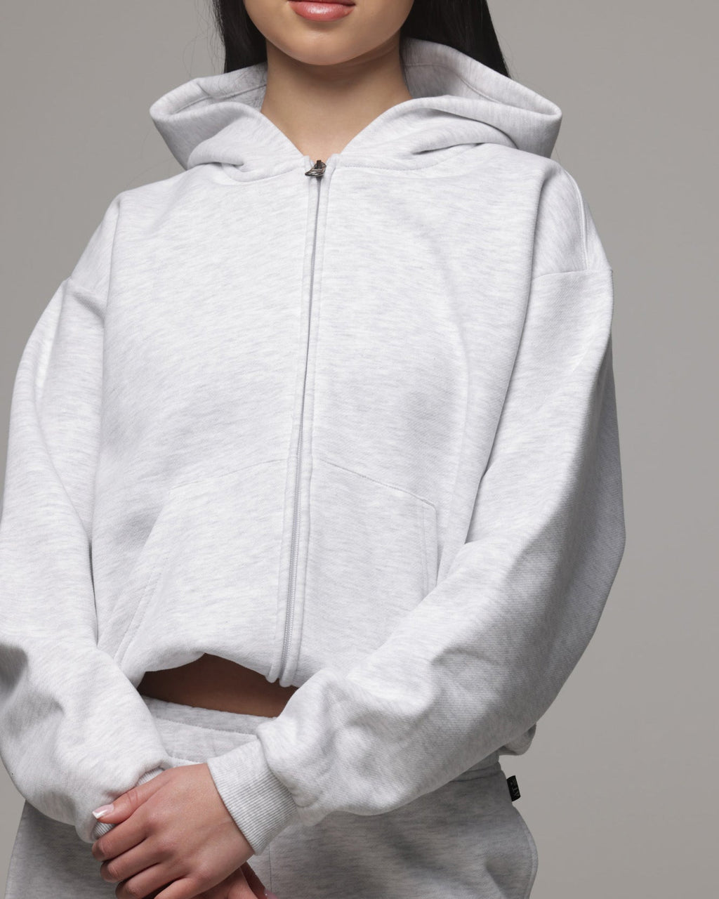 AMERICAN THRIFT American Thrift Women's Classic Zip Hoodie Grey Heather