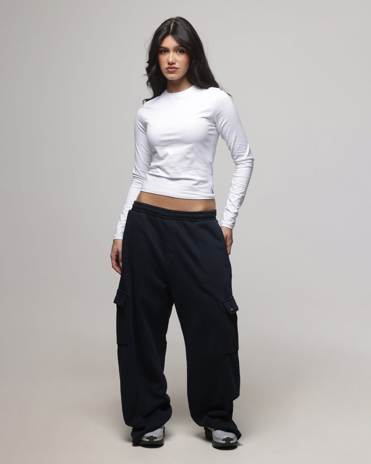 AMERICAN THRIFT American Thrift Women's Fitted Long Sleeve T-Shirt White