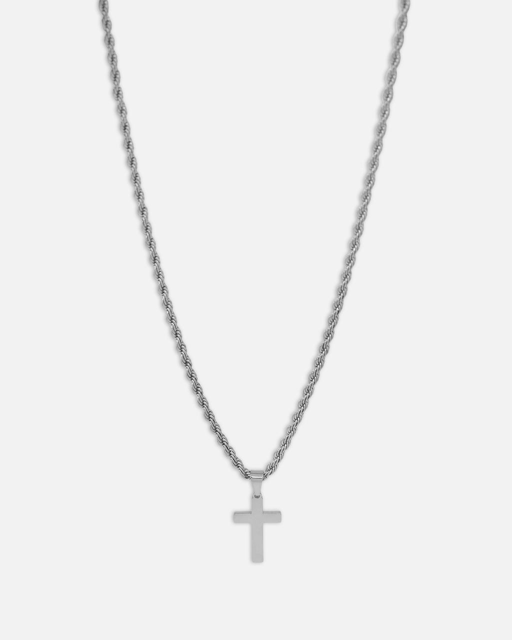 SAINT MORTA Classic Saint Morta Cross Pendant Rope Chain & Bracelet Bundle White Gold