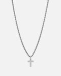 SAINT MORTA Classic Saint Morta Cross Pendant Rope Chain & Bracelet Bundle White Gold