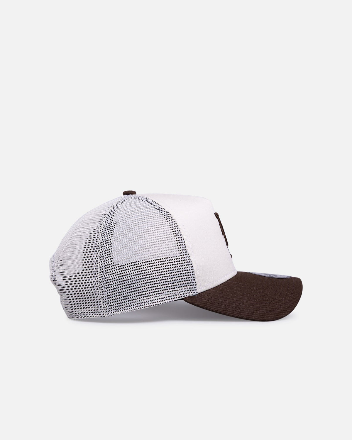 New Era Original New Era Los Angeles Dodgers 'Upside Down Logo' 9FORTY A-Frame Trucker Snapback White/Brown