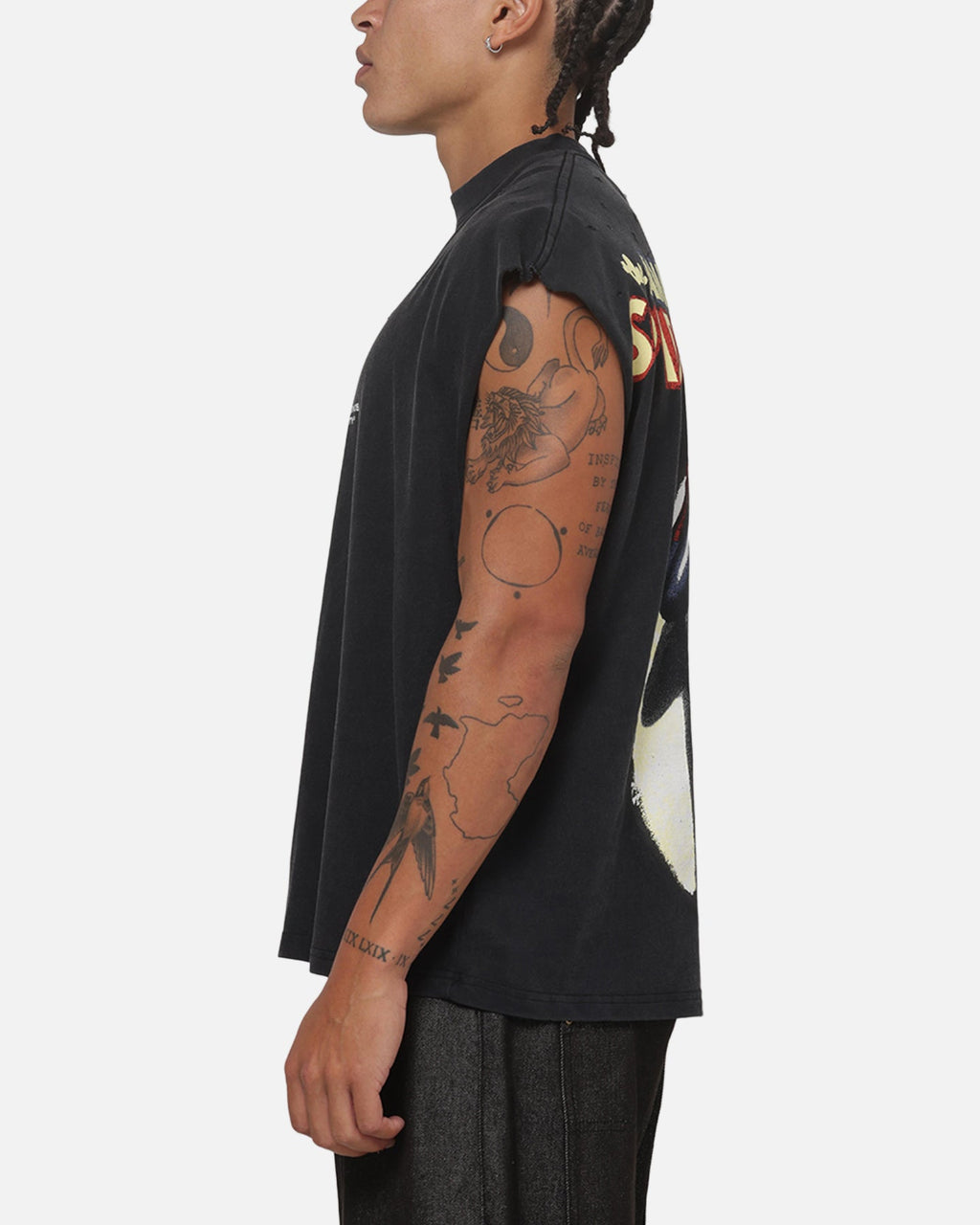 73Studio Official 73Studio Marvel Spotlight Muscle T-Shirt Black Acidwash