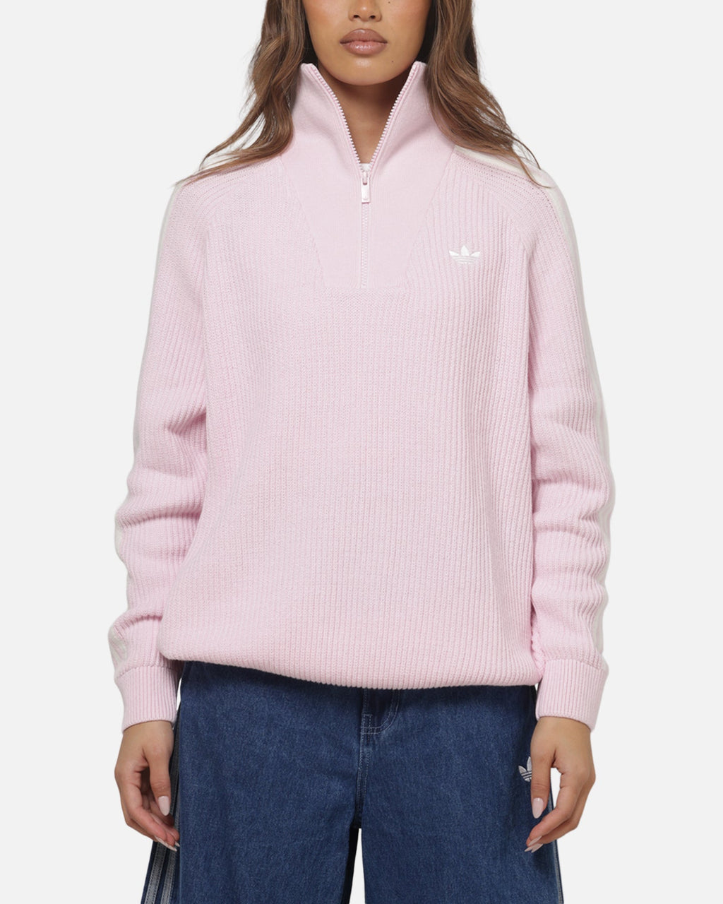 ADIDAS Adidas Women's Funnel Neck Quarter Zip Sweatshirt Pink