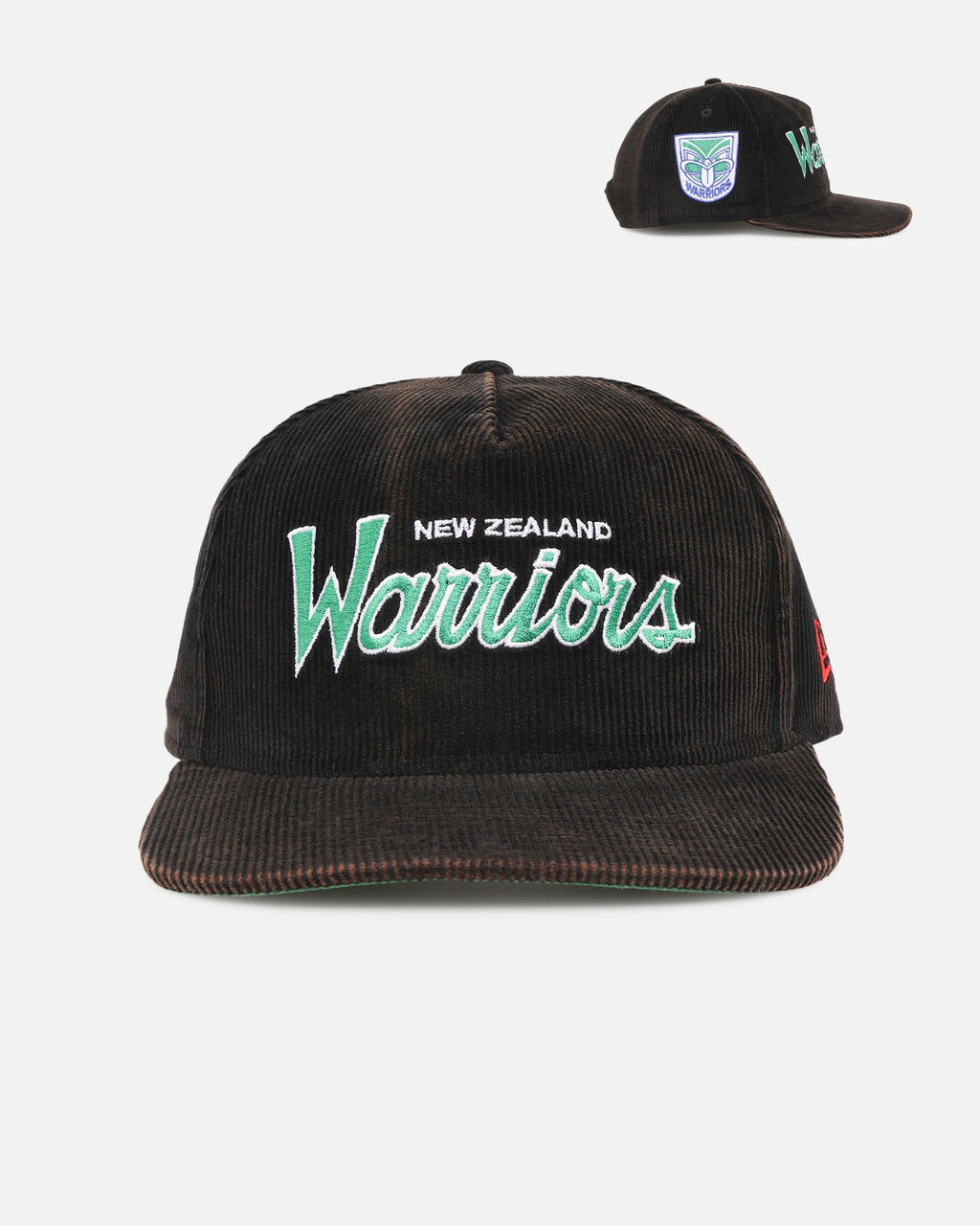 New Era New Era New Zealand Warriors 'NRL Golfer Washed Black' Pre-Curved Corduroy Golfer Snapback Washed Black