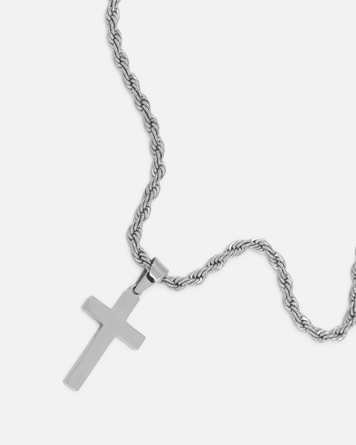 SAINT MORTA Classic Saint Morta Cross Pendant Rope Chain & Bracelet Bundle White Gold