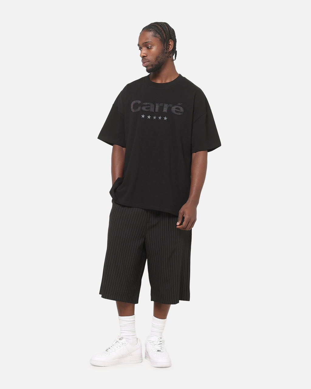 CARRE Carre Heritage Pleated Shorts Black Pinstripe