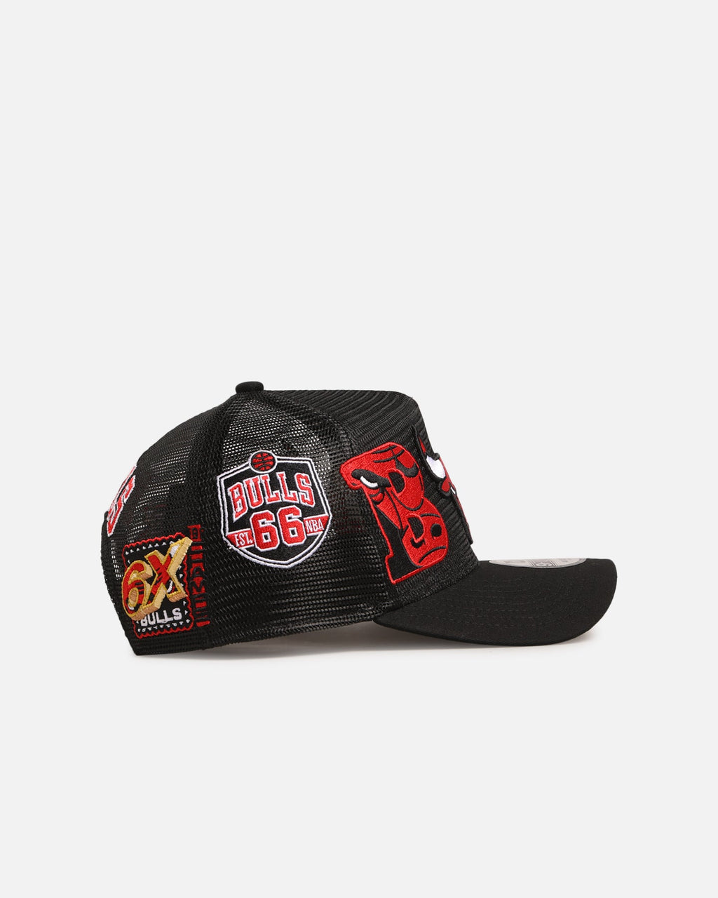 New Era Original New Era Chicago Bulls 'Mesh Crown All Over Logos' 9FORTY A-Frame Snapback Official Team Colour