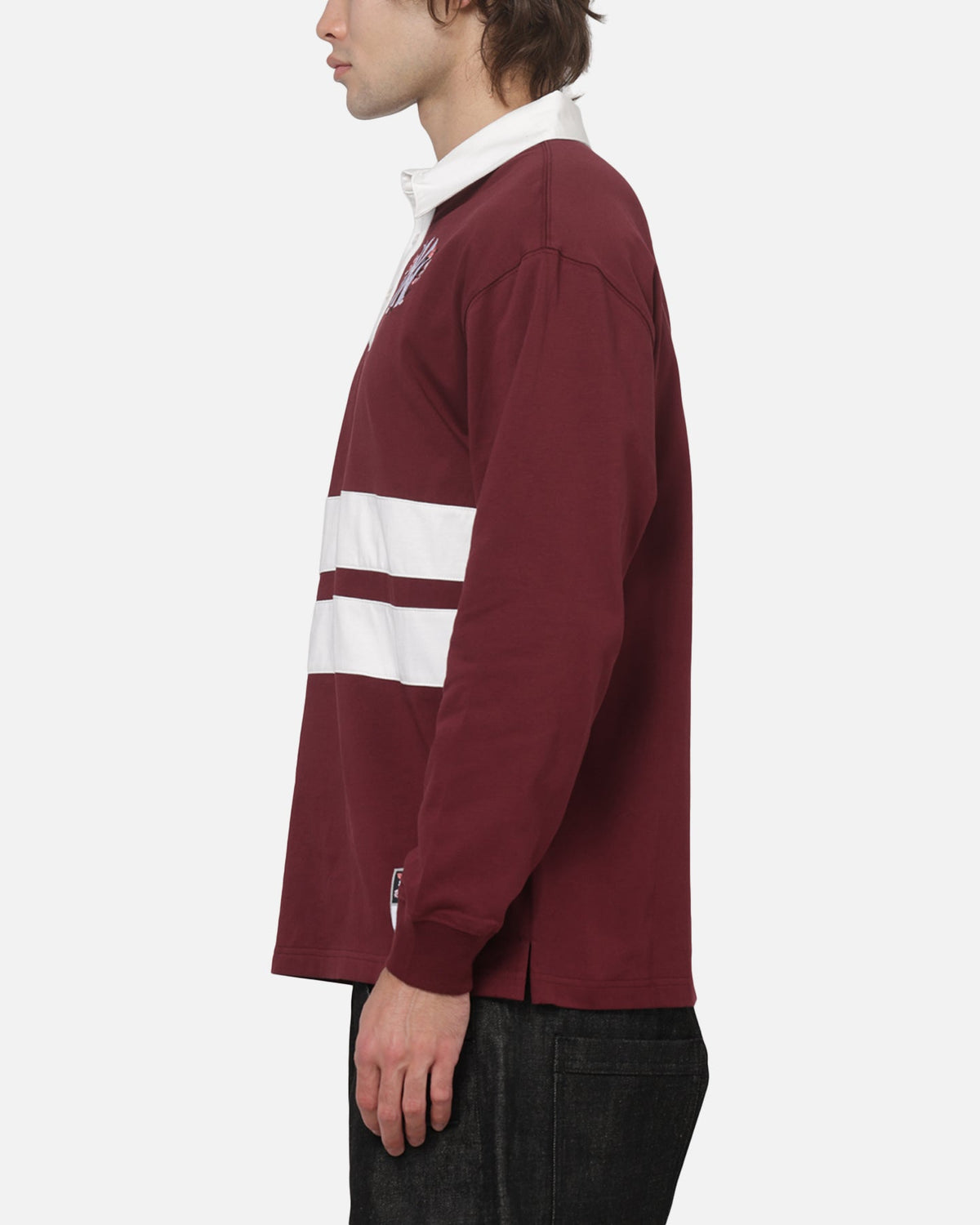 MITCHELL & NESS Mitchell & Ness New York Yankees Roses Rugby Long Sleeve Polo Shirt Sour Cherry